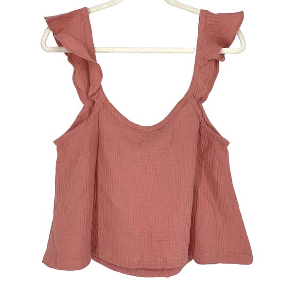 Marine Layer Jude Flutter Sleeve Tank Rosette Pink Large NWT - Picture 2 of 7